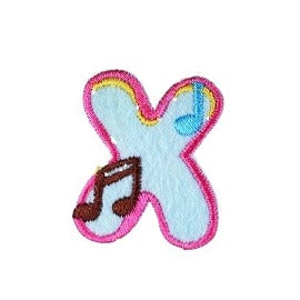 Cute Letter X 'Xylophone Notes' Embroidered Patch