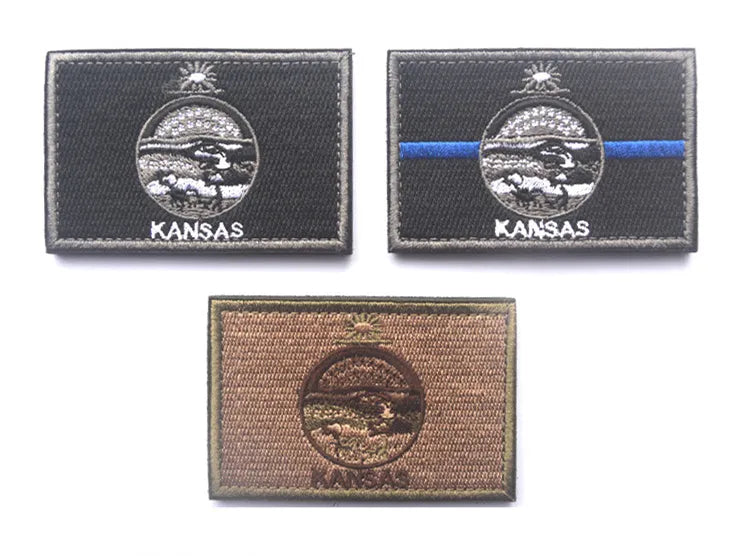 Flag 'Kansas' Embroidered Velcro Patch