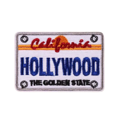 California License Plate 'Hollywood' Embroidered Patch