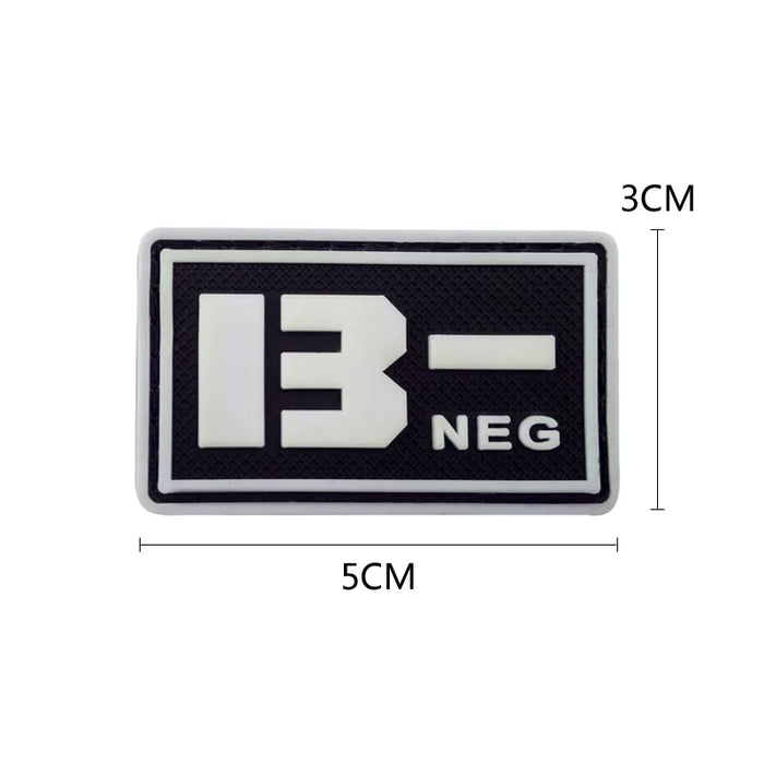 Blood Type 'B Negative | Black and White' PVC Rubber Velcro Patch
