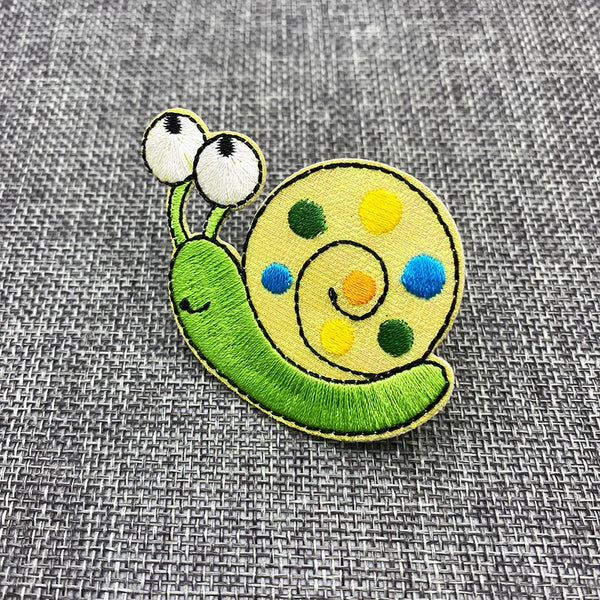 Cute 'Green Snail' Embroidered Patch