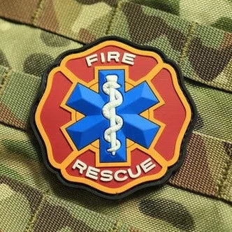 Paramedic 'Fire Rescue' PVC Rubber Velcro Patch