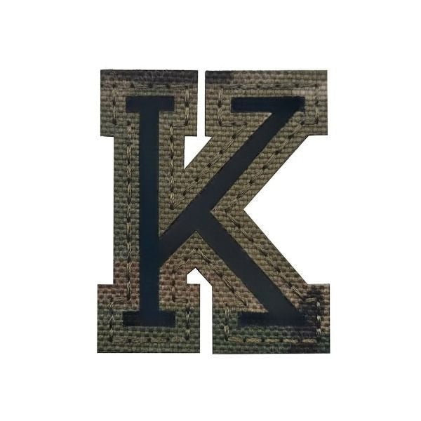 Camouflage Letter 'Letter K | Reflective' Embroidered Velcro Patch