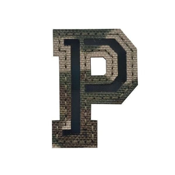 Camouflage Letter 'Letter P | Reflective' Embroidered Velcro Patch