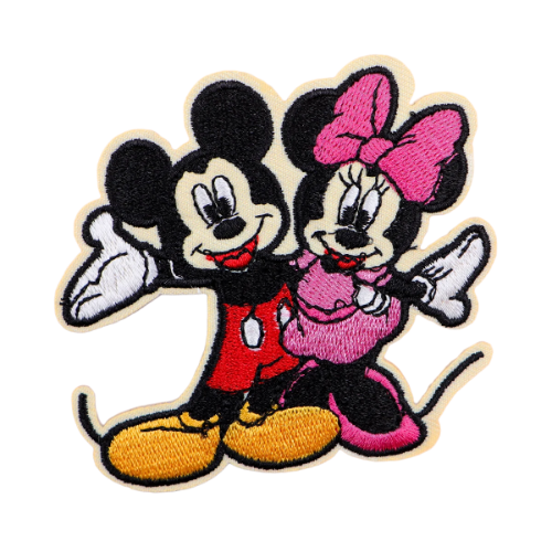 Mickey and Minnie 'Happy' Embroidered Patch