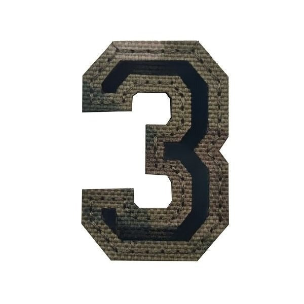 Camouflage Number 'Number 3 | Reflective' Embroidered Velcro Patch