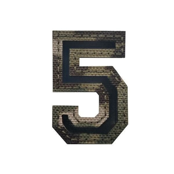 Camouflage Number 'Number 5 | Reflective' Embroidered Velcro Patch