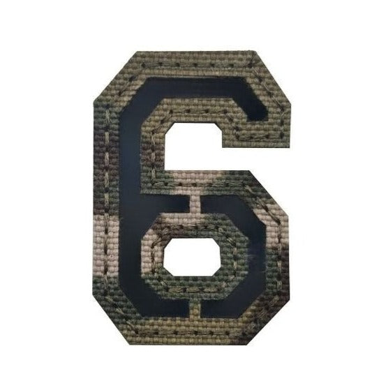 Camouflage Number 'Number 6 | Reflective' Embroidered Velcro Patch