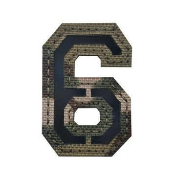 Camouflage Number 'Number 6 | Reflective' Embroidered Velcro Patch