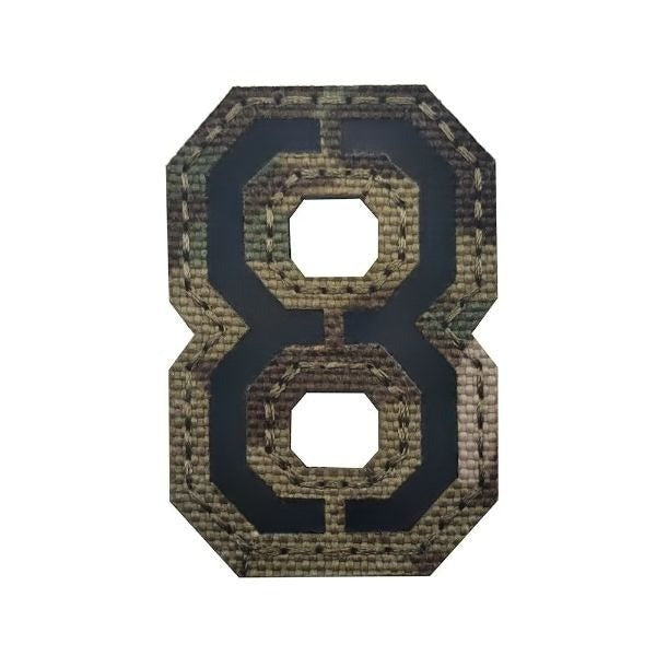 Camouflage Number 'Number 8 | Reflective' Embroidered Velcro Patch