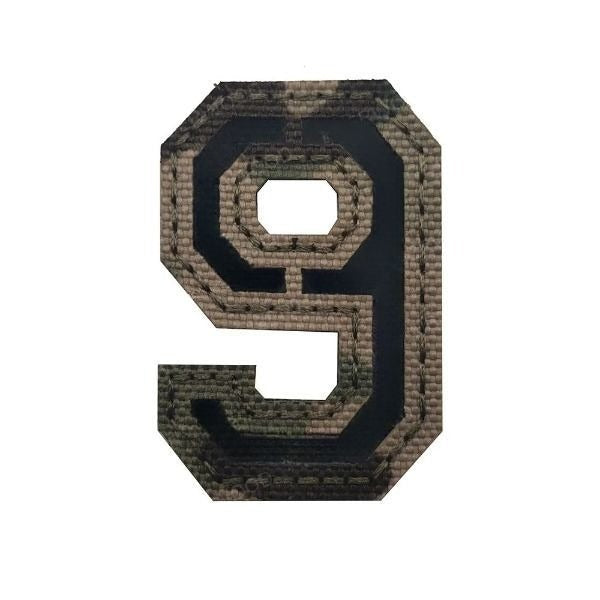 Camouflage Number 'Number 9 | Reflective' Embroidered Velcro Patch