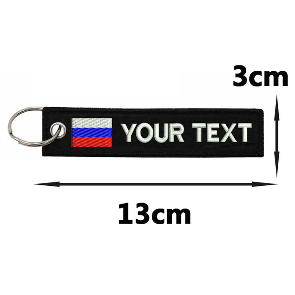 Personalized Keychain 'Russia Flag' Embroidered Velcro Patch