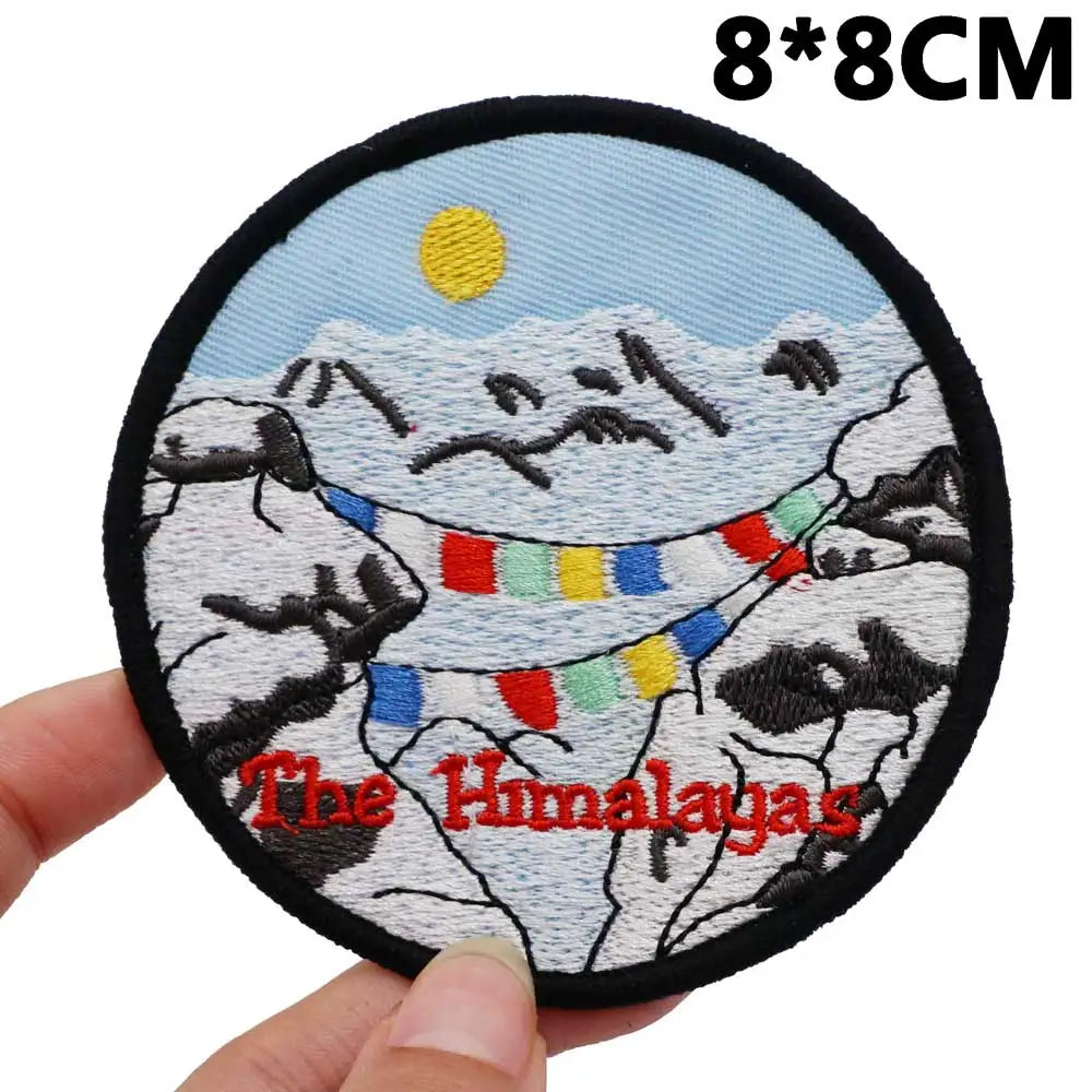 Outdoor Adventure 'The Himalayas | Round' Embroidered Patch