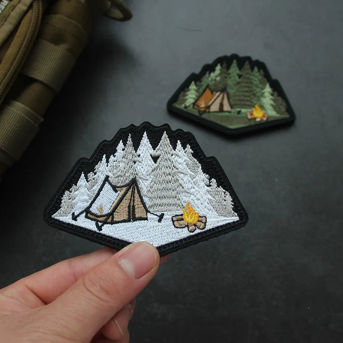 Travel 'Camping | Set of 2' Embroidered Velcro Patch