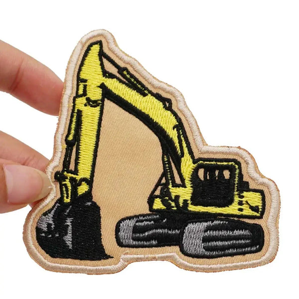 Yellow Backhoe Embroidered Velcro Patch