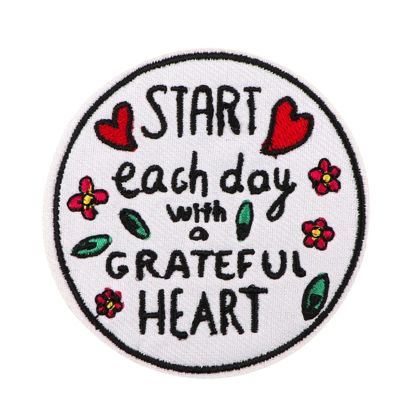Inspirational ‘Start Each Day With A Grateful Heart’ Embroidered Patch