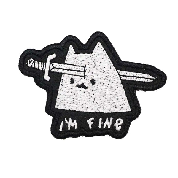 Tormented Cat 'I'm Fine' Embroidered Patch