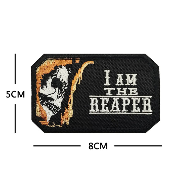 Grium Reeper Patch Grim Reaper 'I Am The Reaper' Embroidered Velcro Patch — Little Patch Co