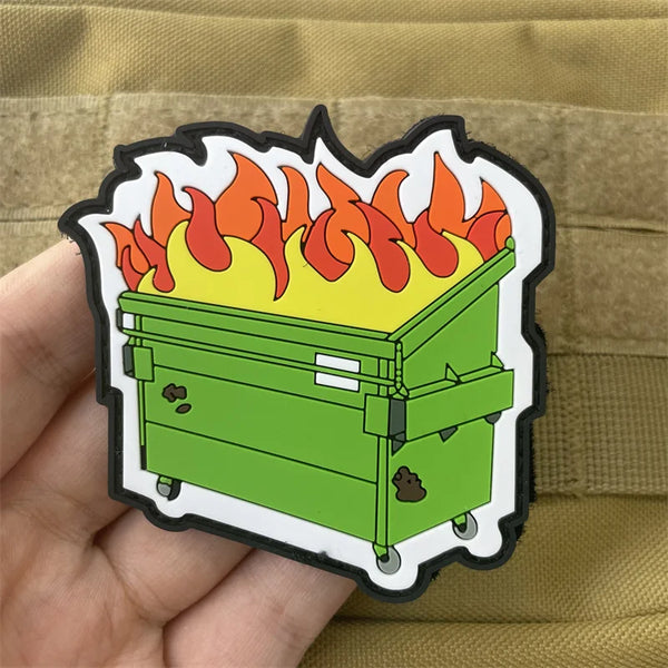 Cute 'Dumpster Fire' PVC Rubber Velcro Patch