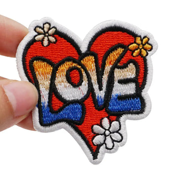 Love Heart 'Flowers' Embroidered Patch