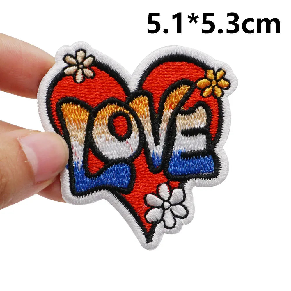 Love Heart 'Flowers' Embroidered Patch