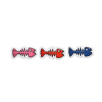 Cute 'Small Fish Bones | Set of 3' Embroidered Velcro Patch