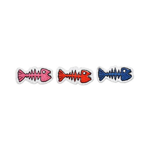 Cute 'Small Fish Bones | Set of 3' Embroidered Velcro Patch