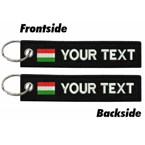 Personalized Keychain 'Hungary Flag' Embroidered Velcro Patch