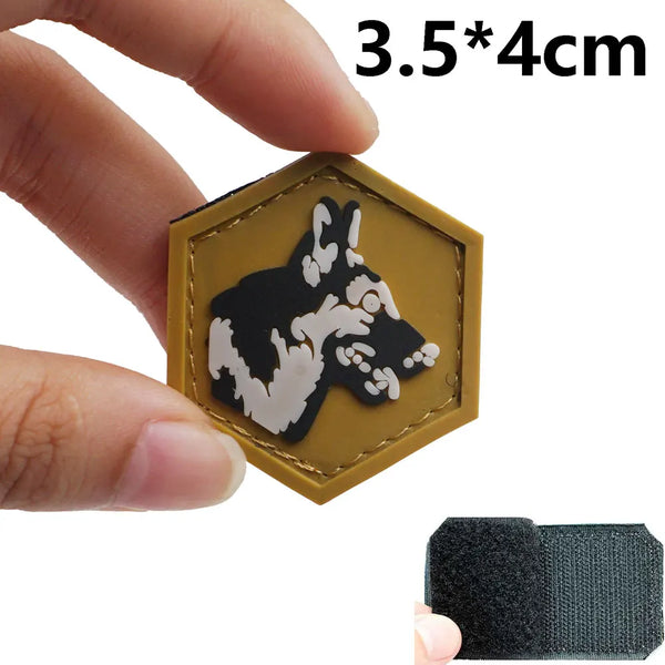 German Shepherd Dog 'Mini Hexagon' PVC Rubber Velcro Patch