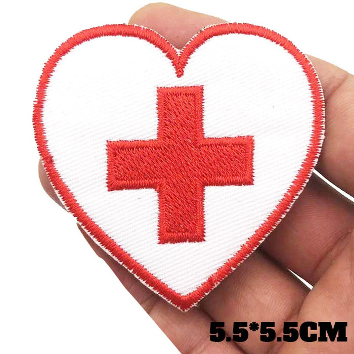 Heart Shaped 'First Aid Logo' Embroidered Patch