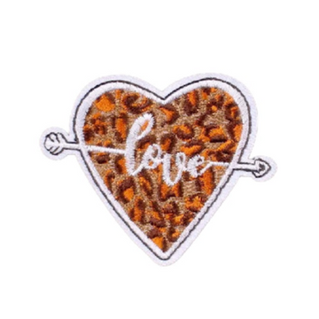 Cute Heart 'Leopard Love' Embroidered Patch