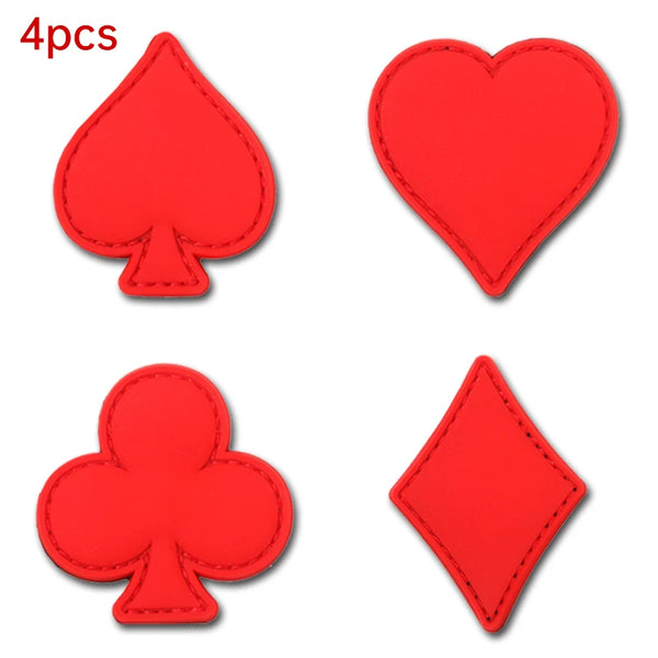 Playing Card Symbol 'Set of 4' PVC Rubber Velcro Patch