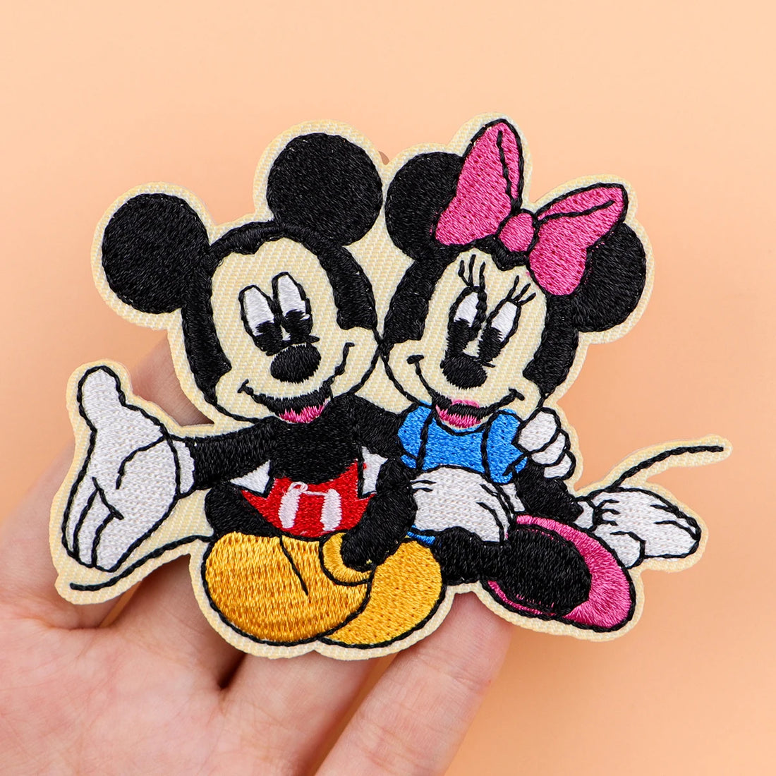 Mickey and Minnie 'Surprised' Embroidered Patch