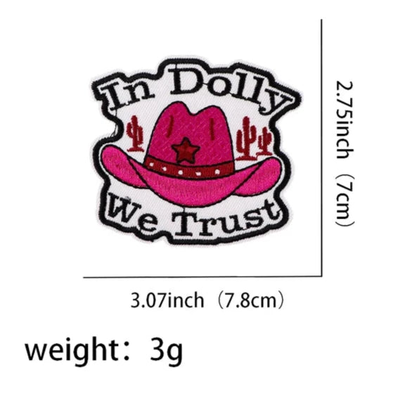 Cowboy Hat ‘In Dolly We Trust’ Embroidered Patch