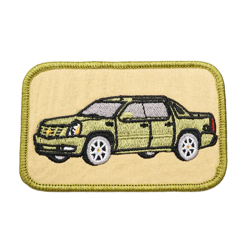 Vehicles 'Green Car | Square' Embroidered Velcro Patch