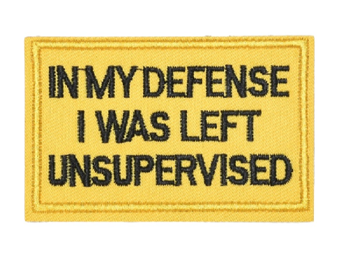 Quote 'In My Defense I Was Left Unsupervised' Embroidered Velcro Patch