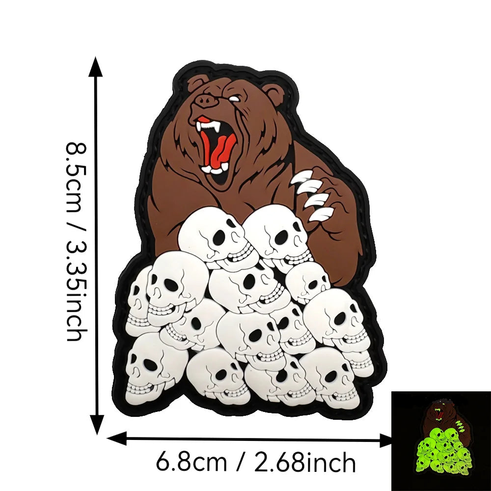 Brown Bear 'Pile of Skulls' PVC Rubber Velcro Patch