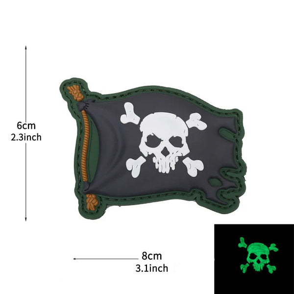 Pirate Skull Flag 'Luminous' PVC Rubber Velcro Patch