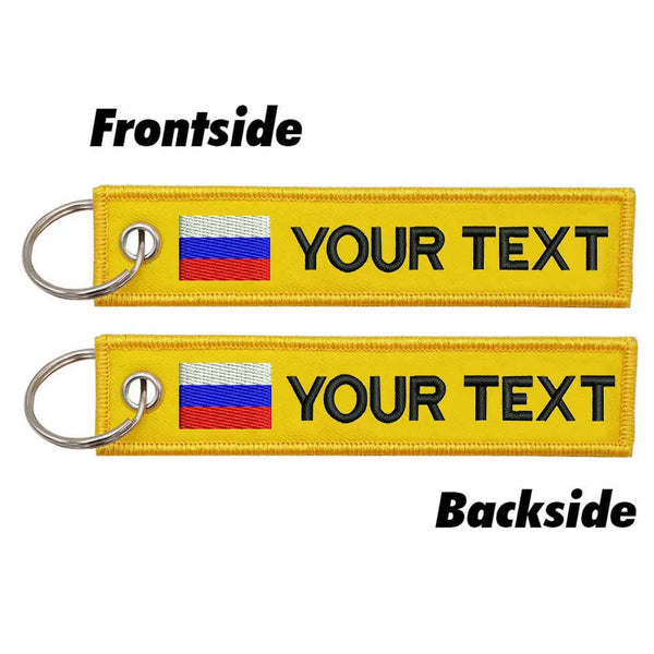 Personalized Keychain 'Russia Flag' Embroidered Velcro Patch