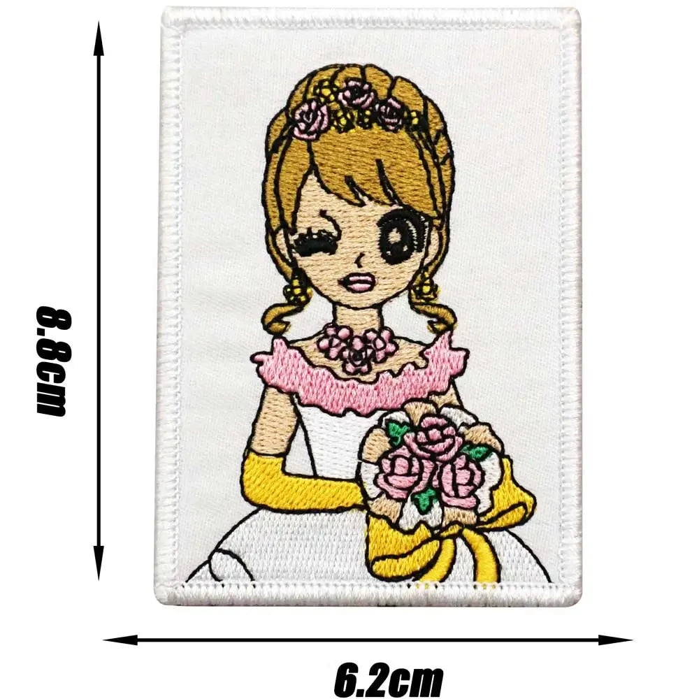 Cute 'Bride Portrait | Square' Embroidered Patch
