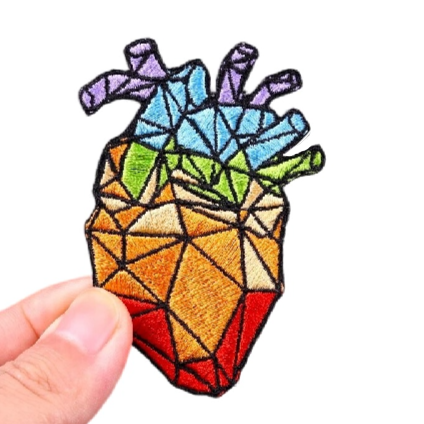 Anatomical Human Heart 'Geometric' Embroidered Patch