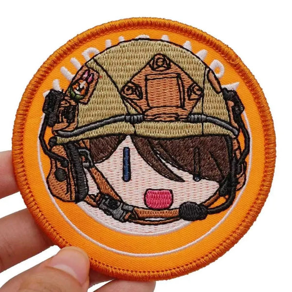 Cute Anime Head 'Tactical Headgear' Embroidered Velcro Patch