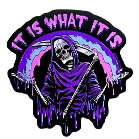 Grim Reaper 'It Is What It Is | Shrug' PVC Rubber Velcro Patch