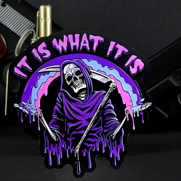 Grim Reaper 'It Is What It Is | Shrug' PVC Rubber Velcro Patch