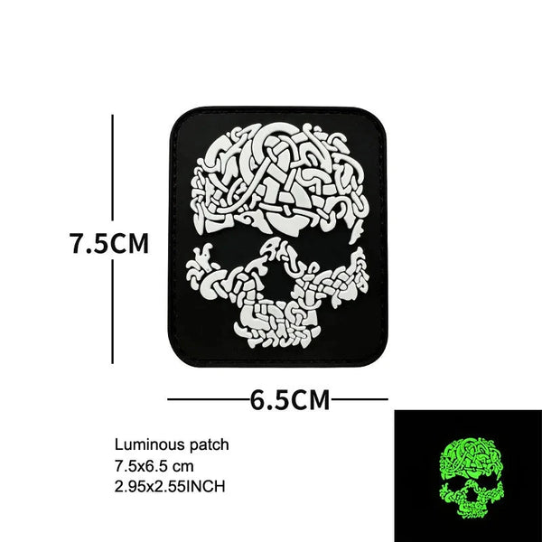 Viking Skull 'Luminous' PVC Rubber Velcro Patch