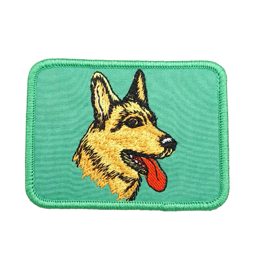 German Shepherd Head 'Tongue Out | Square' Embroidered Velcro Patch