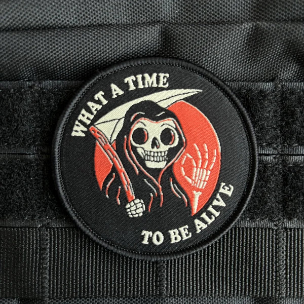 Grim Reaper 'What A Time To Be Alive 1.0' Embroidered Velcro Patch