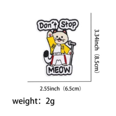 Rockstar Cat ‘Don’t Stop Meow' Embroidered Patch