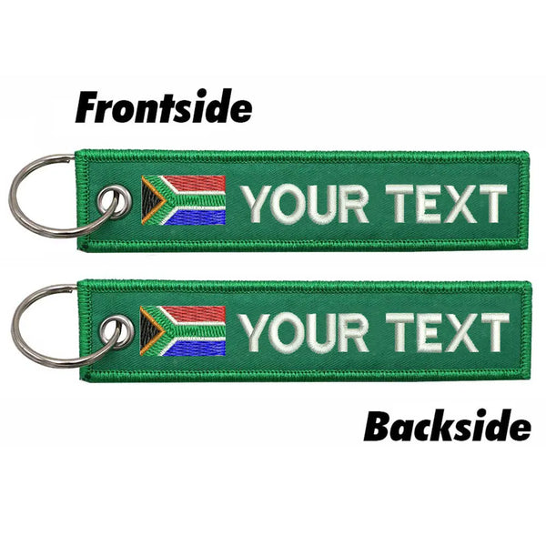 Personalized Keychain 'South Africa Flag' Embroidered Velcro Patch