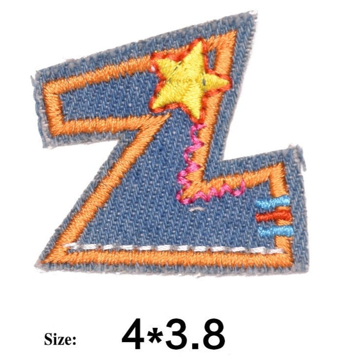 Letter Z 'Denim Letter' Embroidered Patch